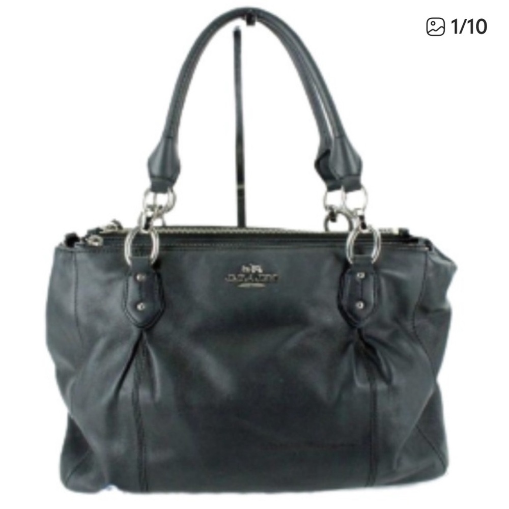 Coach Collette black leather convertible carryall handbag F33447